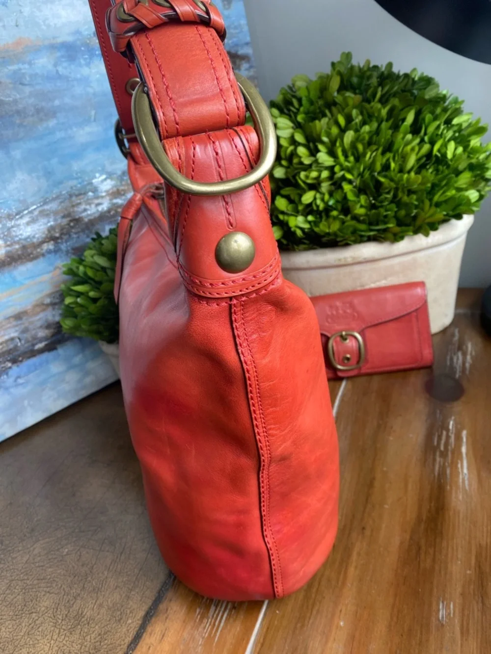 Coach Chili Red Tattersall Bleecker Bucket Bag and Waller Set Bundle Y2K - Picture 13 of 17